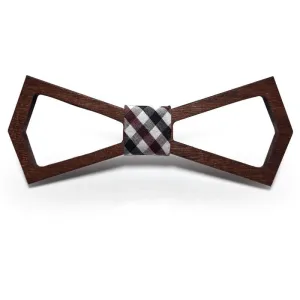 Dark Wood Outline Adult Bow Tie in Check