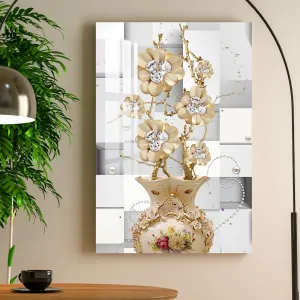 Diamond Studded Flower Acrylic Wall Art