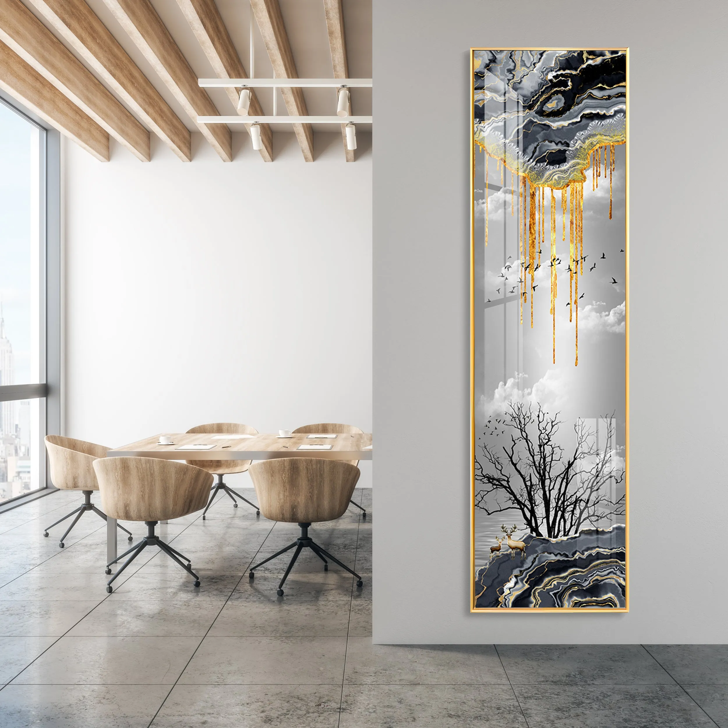 Divine Deer With Big Tree Vertical Premium Acrylic Vertical Wall Art