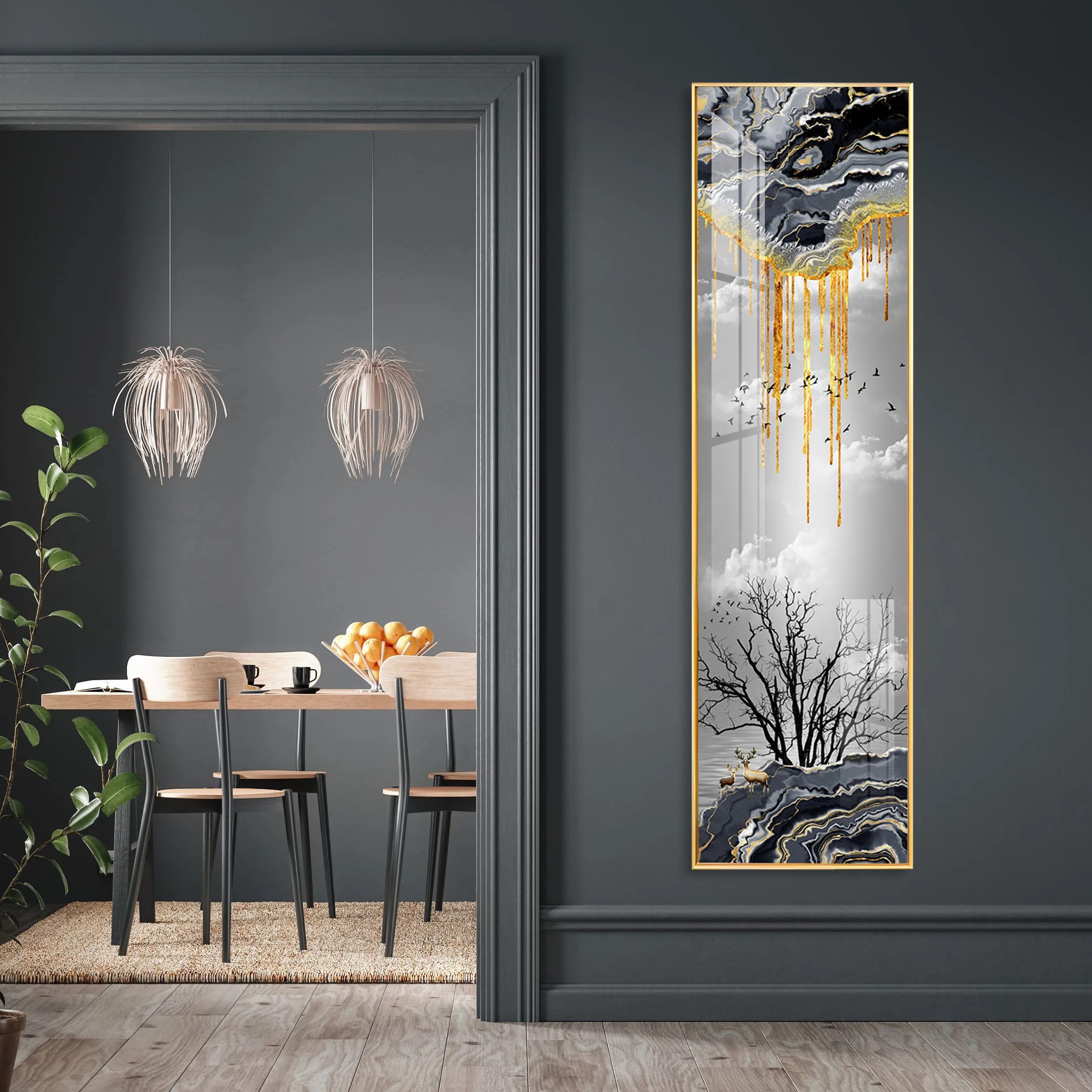 Divine Deer With Big Tree Vertical Premium Acrylic Vertical Wall Art