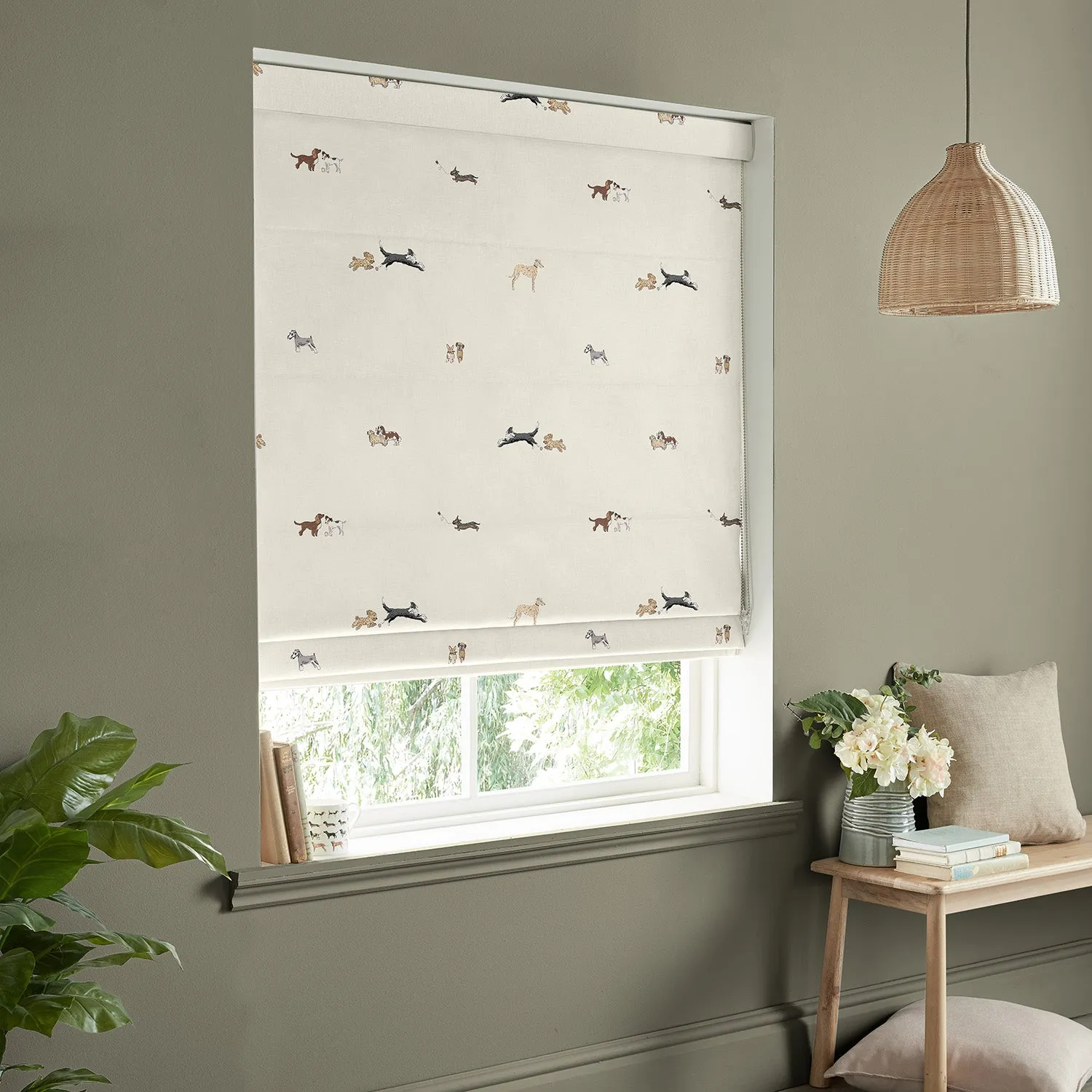 Doggy Daycare Off White Made to Measure Roman Blind