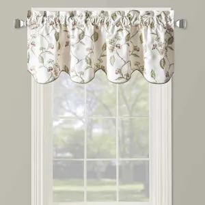 Doris Lined Valance Scalloped Decorative Rope Embroidered 52"Wx17"L (Single)