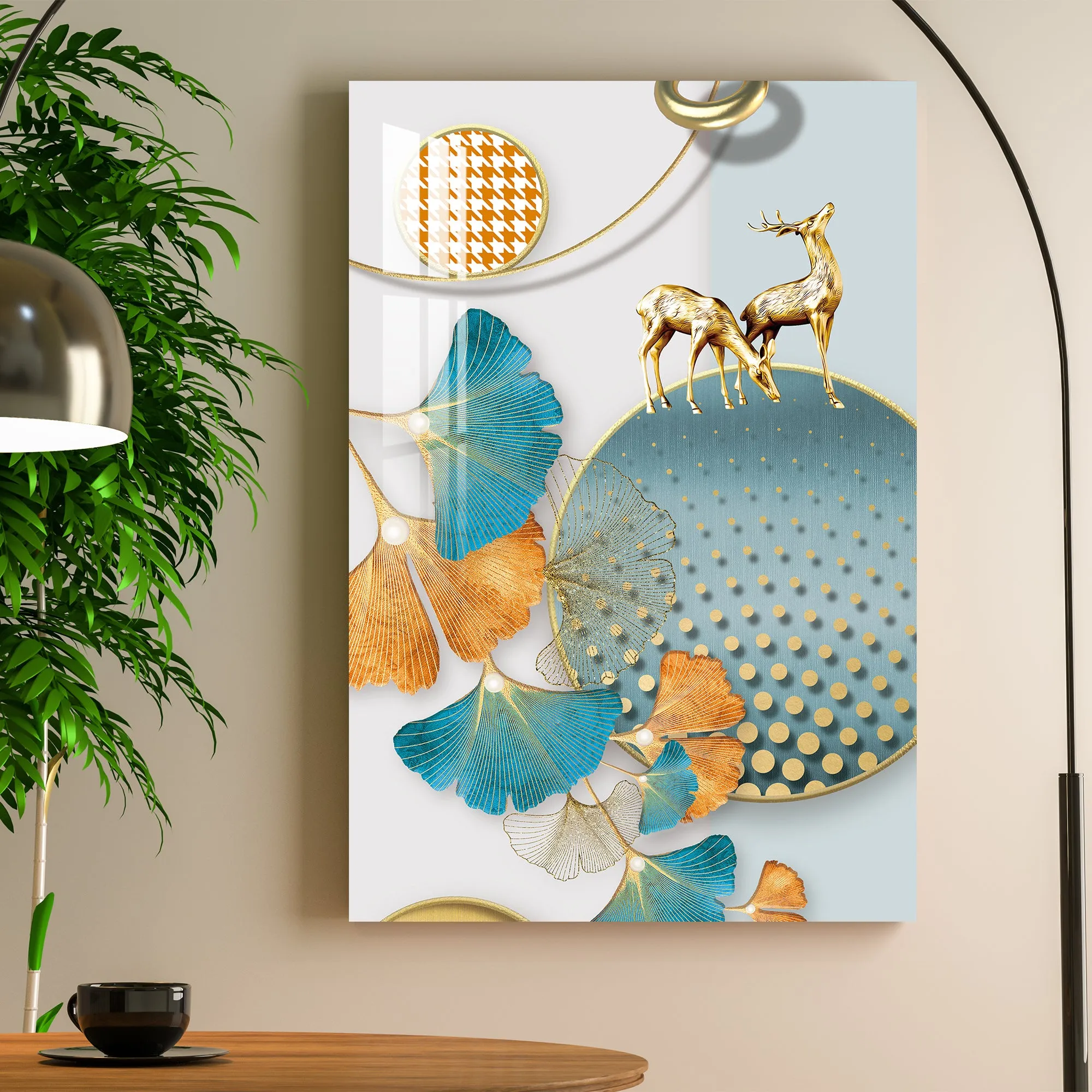 Dotted Circle with Deer Acrylic Wall Art