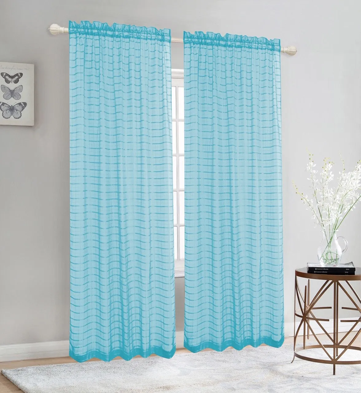 Elegance Sheer Rod Pocket Window Curtain Panel, FF1008