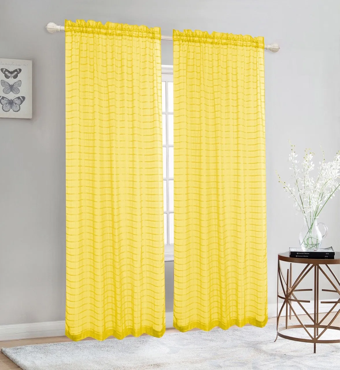 Elegance Sheer Rod Pocket Window Curtain Panel, FF1008