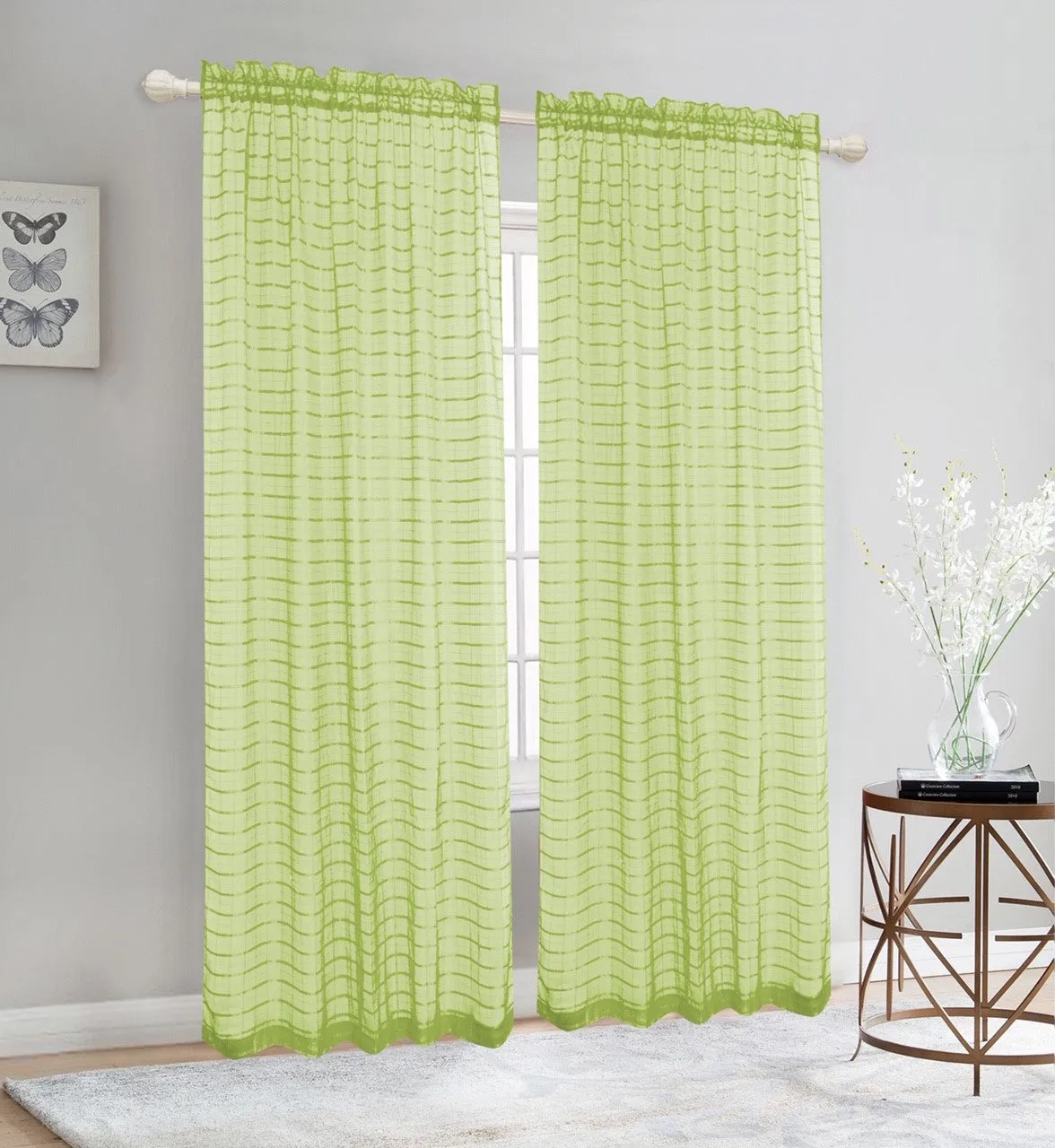 Elegance Sheer Rod Pocket Window Curtain Panel, FF1008