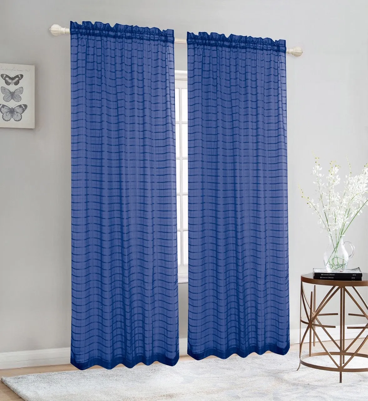 Elegance Sheer Rod Pocket Window Curtain Panel, FF1008