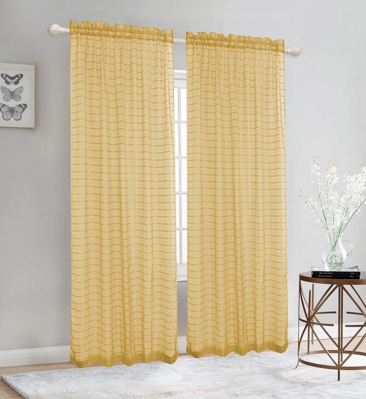 Elegance Sheer Rod Pocket Window Curtain Panel, FF1008