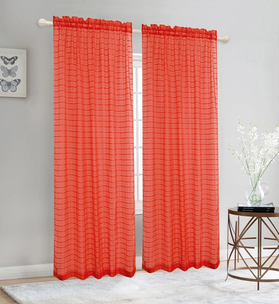 Elegance Sheer Rod Pocket Window Curtain Panel, FF1008