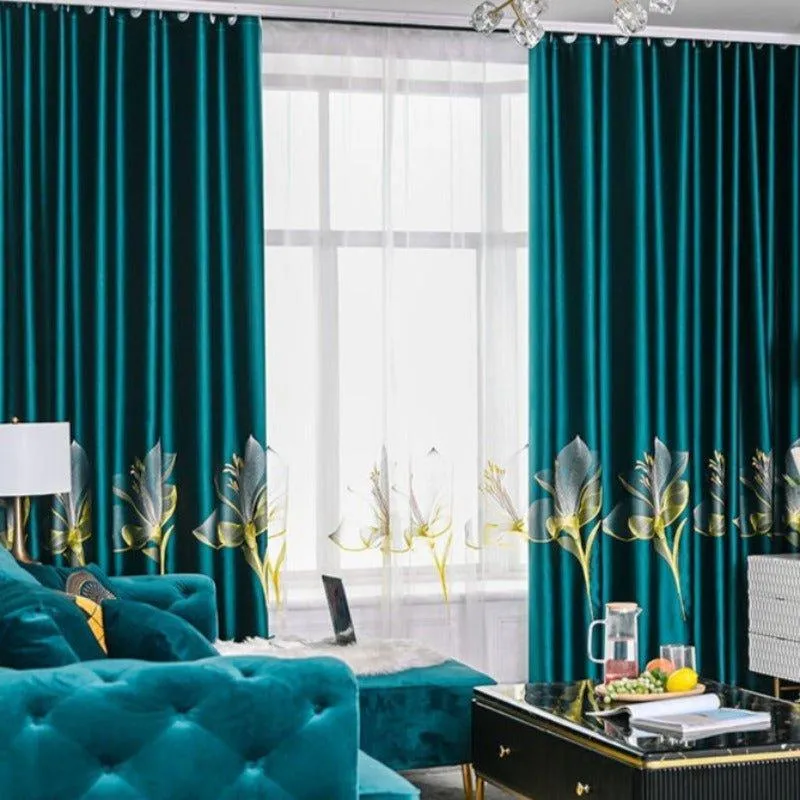 Embroidered Lavish Velvel Blackout Curtains