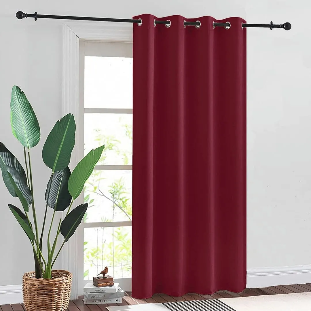 Faux Silk Blackout Curtains, For Door and Window, Pack Of 2 Curtains - Burgandy