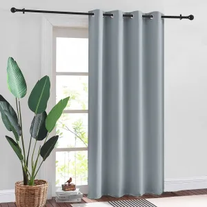 Faux Silk Blackout Curtains, For Door and Window, Pack Of 2 Curtains - Dark Grey