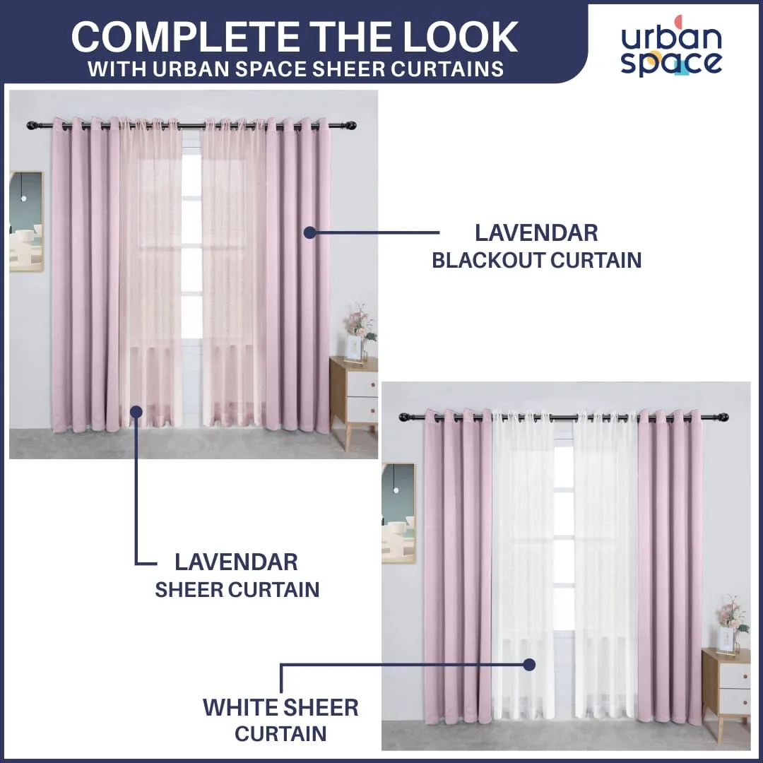 Faux Silk Blackout Curtains, For Door and Window, Pack Of 2 Curtains - Lavender