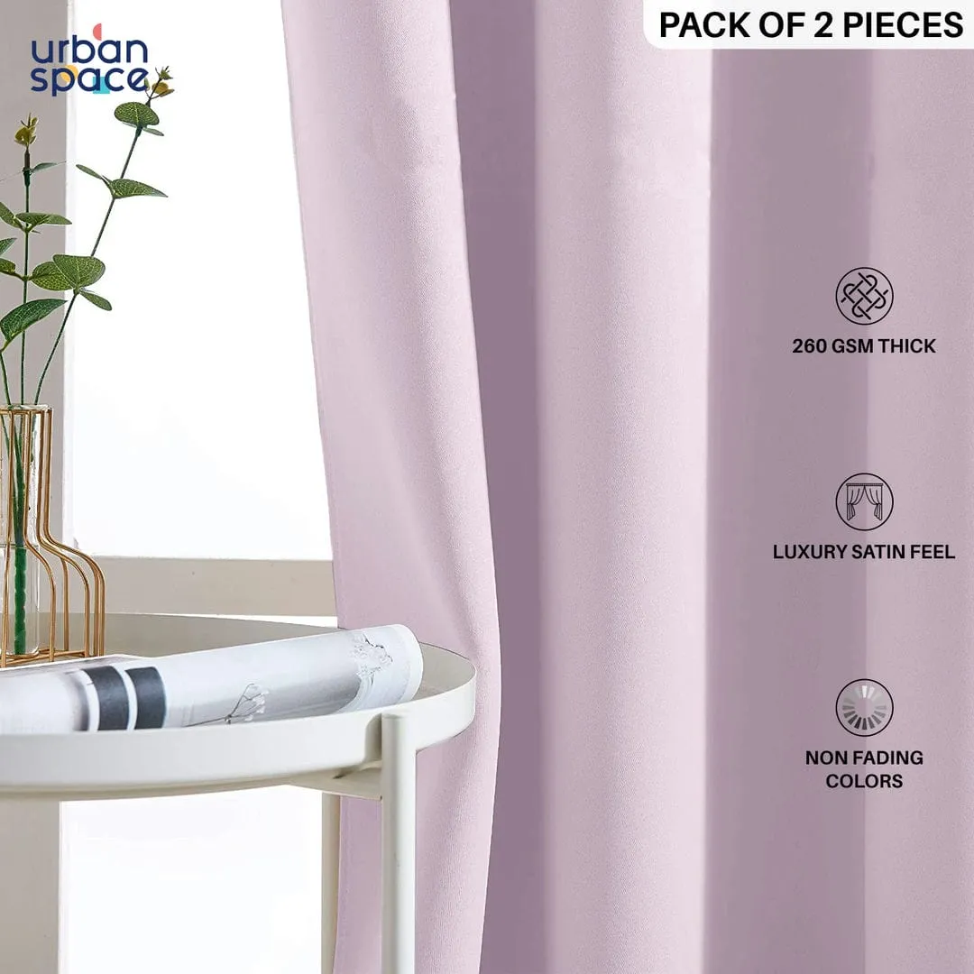 Faux Silk Blackout Curtains, For Door and Window, Pack Of 2 Curtains - Lavender