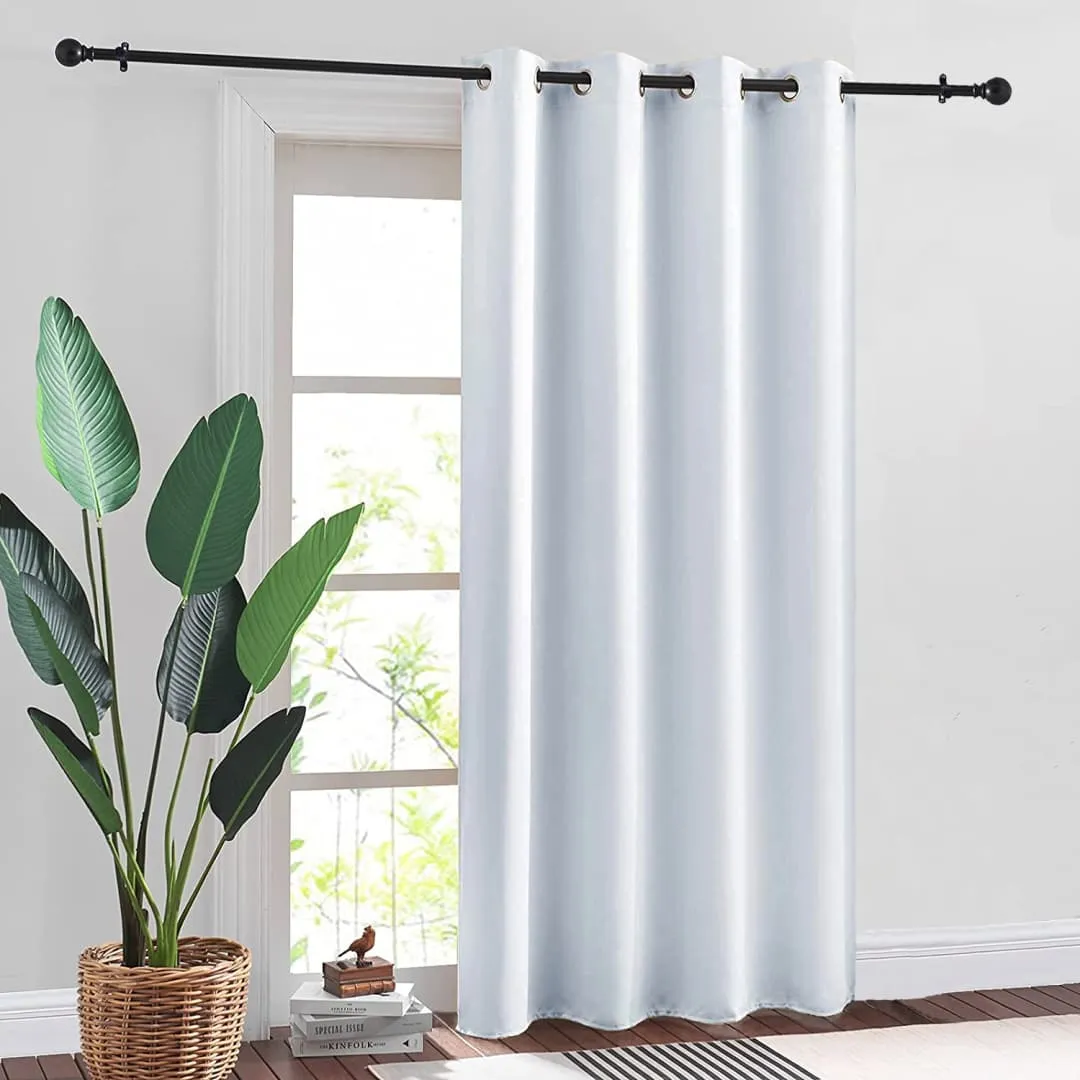 Faux Silk Blackout Curtains, For Door and Window, Pack Of 2 Curtains - Metallic Silver