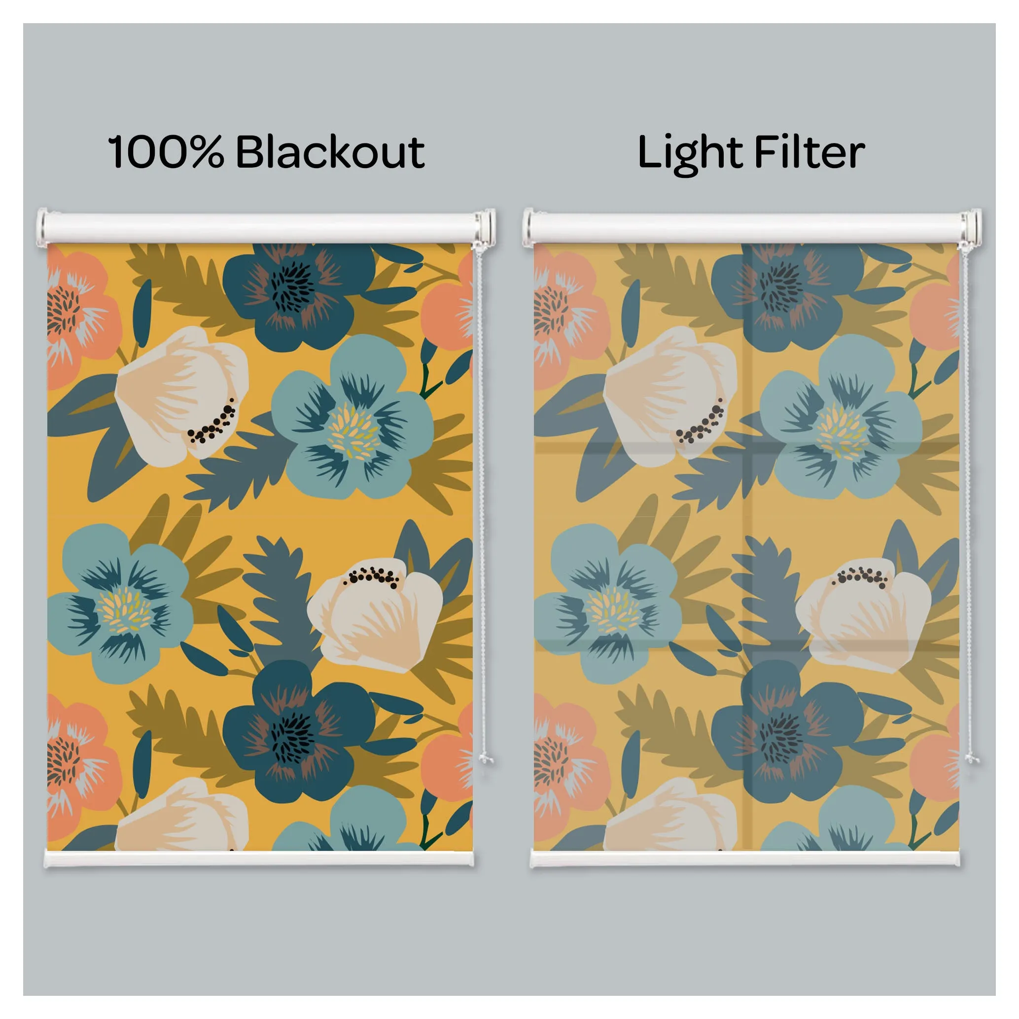 Flora Flower Botanical Print Window Roller Shade