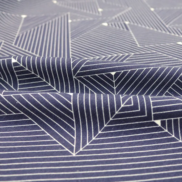 Geometric Grids Home Furnishing Fabric - Navy