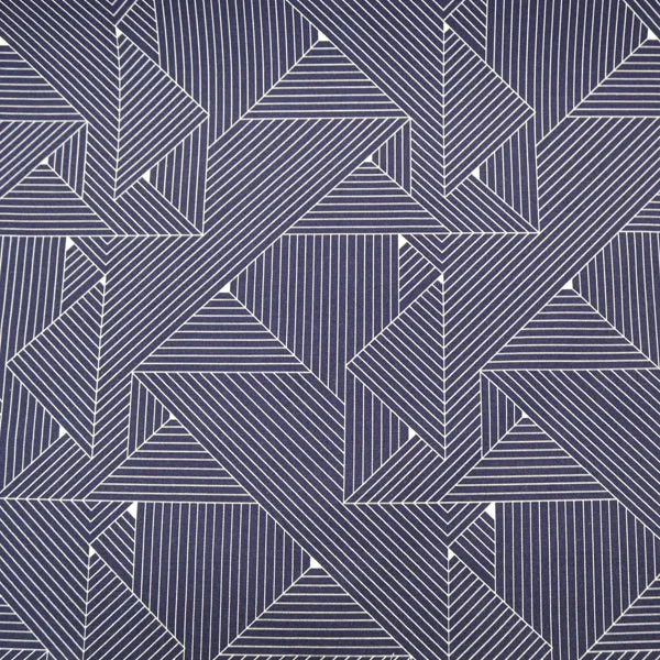 Geometric Grids Home Furnishing Fabric - Navy