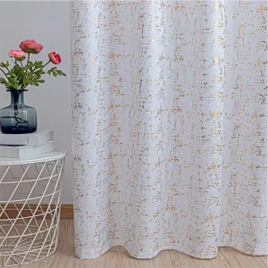 Gold Foil Printed 80-85% Blackout Curtains - Pack of 1 Curtain - Sparkle - White