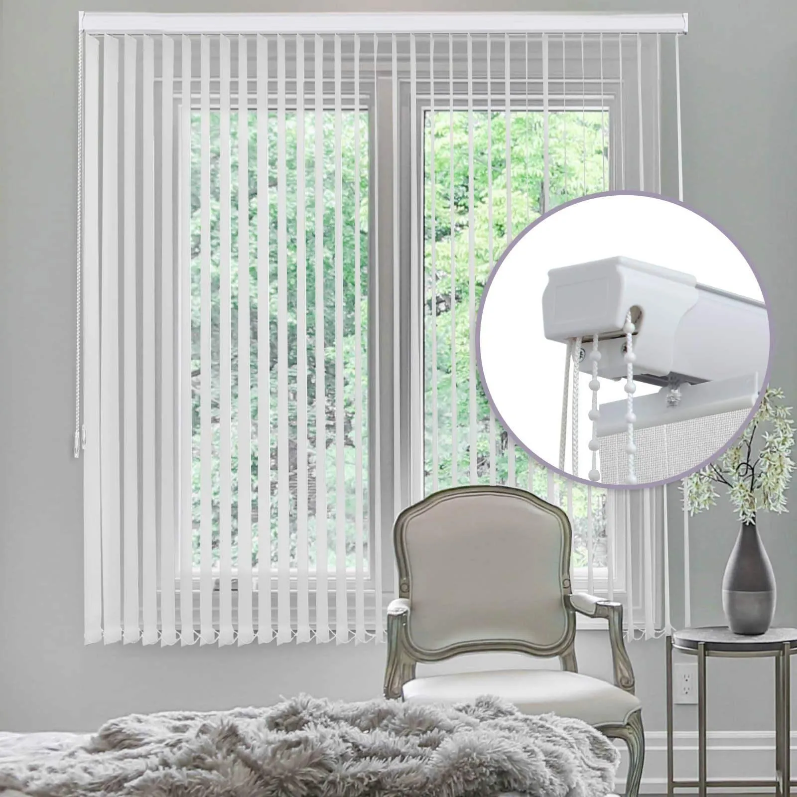 Graywind Manual Vertical Blinds | Light Filtering Textured Series | Customizable