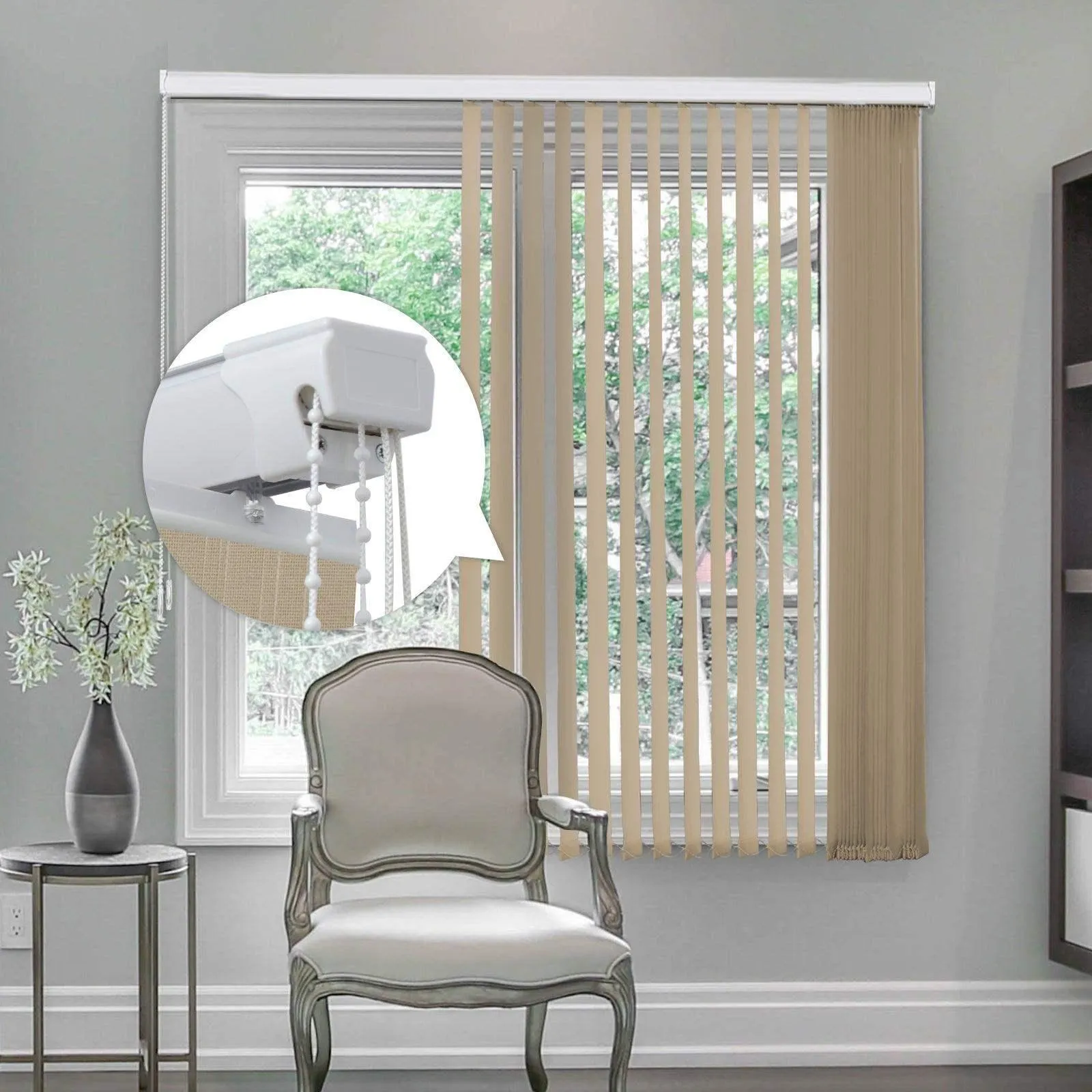 Graywind Manual Vertical Blinds | Light Filtering Textured Series | Customizable