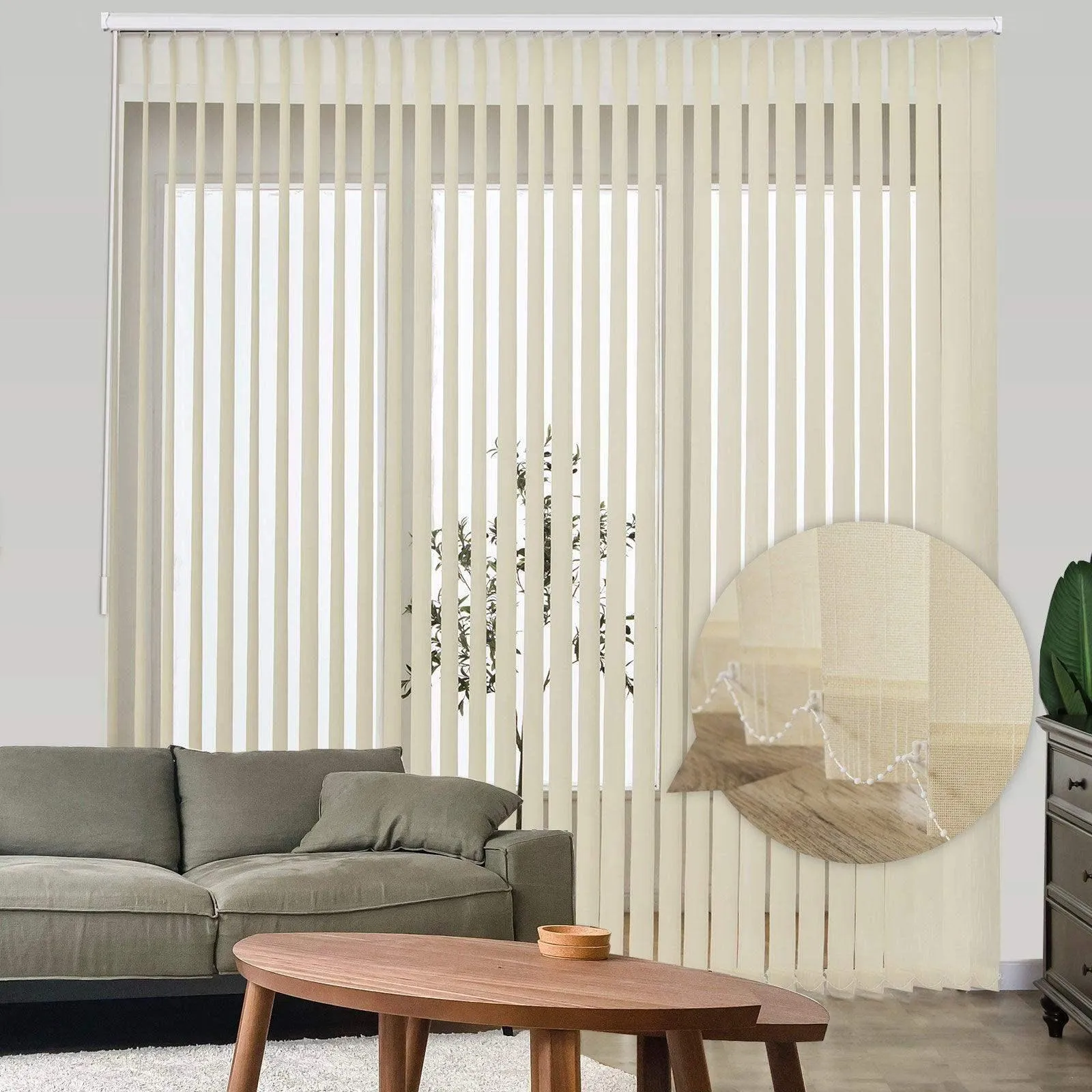 Graywind Manual Vertical Blinds | Light Filtering Textured Series | Customizable