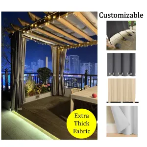 Heavy Duty Outdoor Curtains for Patio, Pergola, Gazebo & Balcony (1300g/m & 800g/m)