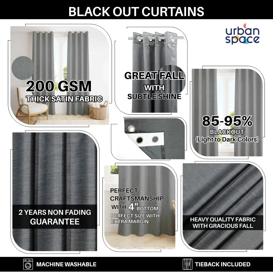 Heavy Satin Blackout (80%) Curtains , Digital printed curtains for door, Pack of 1 Curtain, FINS