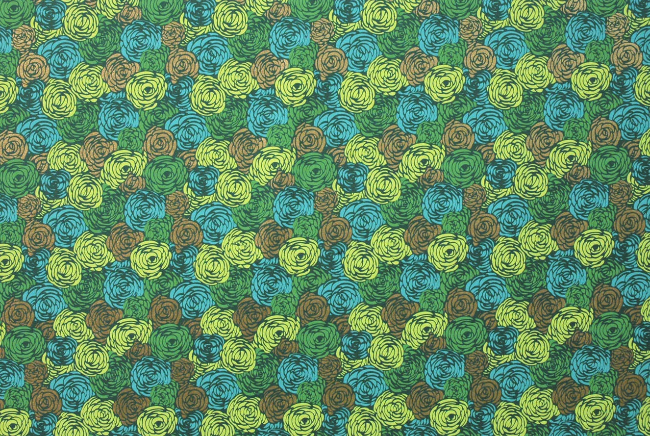 Indian Print Carpet of Roses Greens