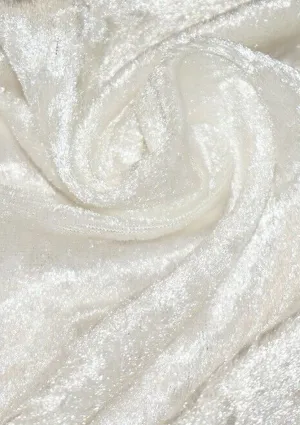 Ivory Premium Crushed Velvet 1 Way Stretch Fabric Dress Craft Wedding Cushion 60" - 150cm Wide Per Metre