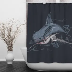 Just Fed Shark Shower Curtains and Optional Bath Mats