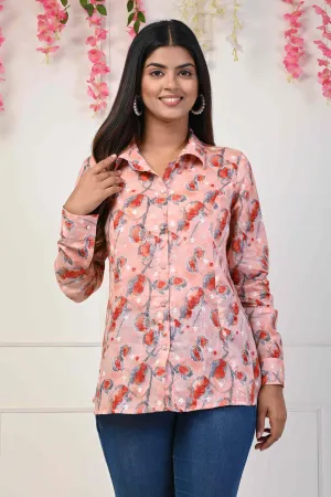 Latest Pink Foil Print Stylish Shirt