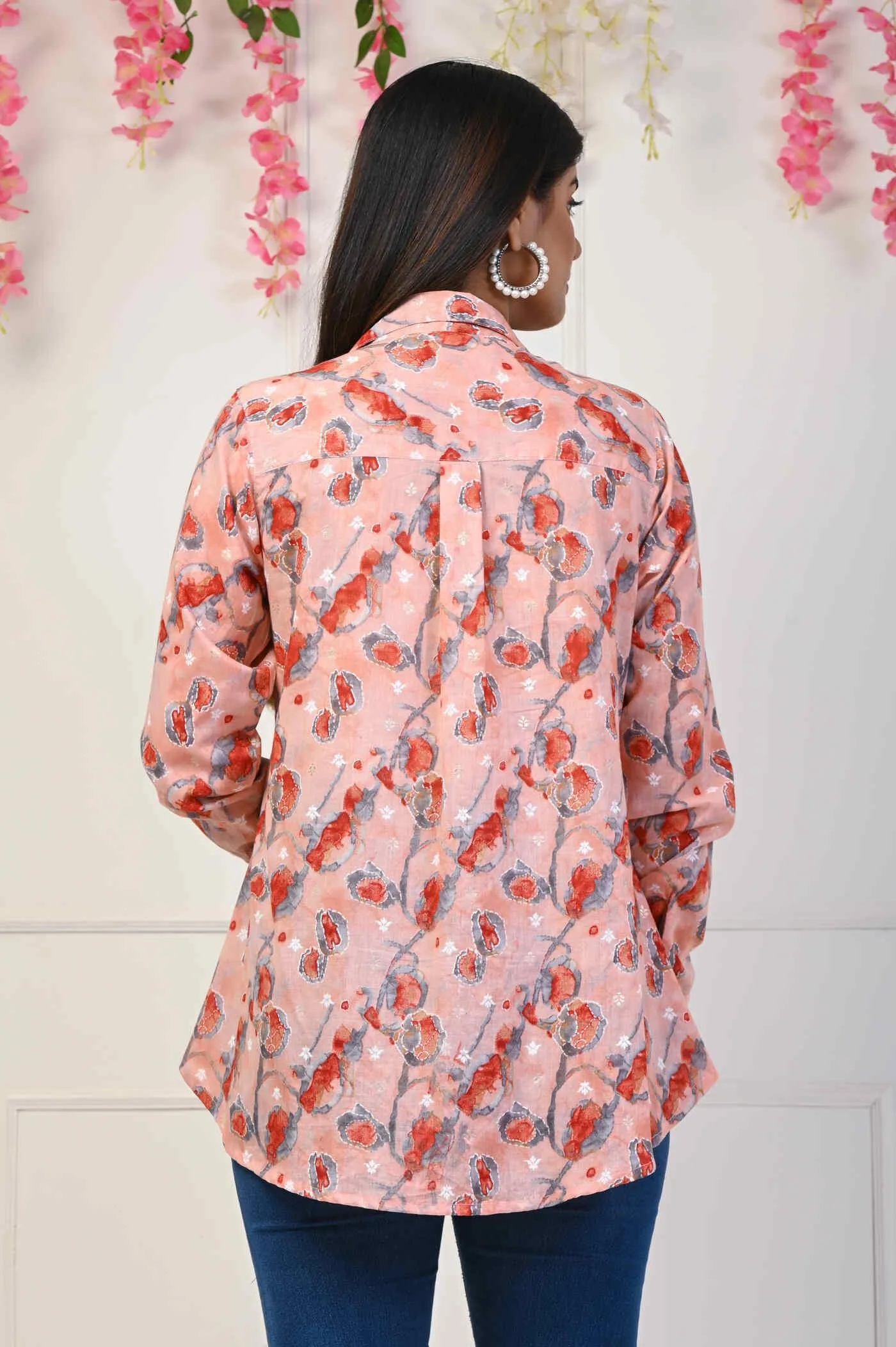 Latest Pink Foil Print Stylish Shirt