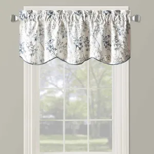 Lilia Lined Valance Scalloped Decorative Rope Embroidered 52"Wx17"L (Single)