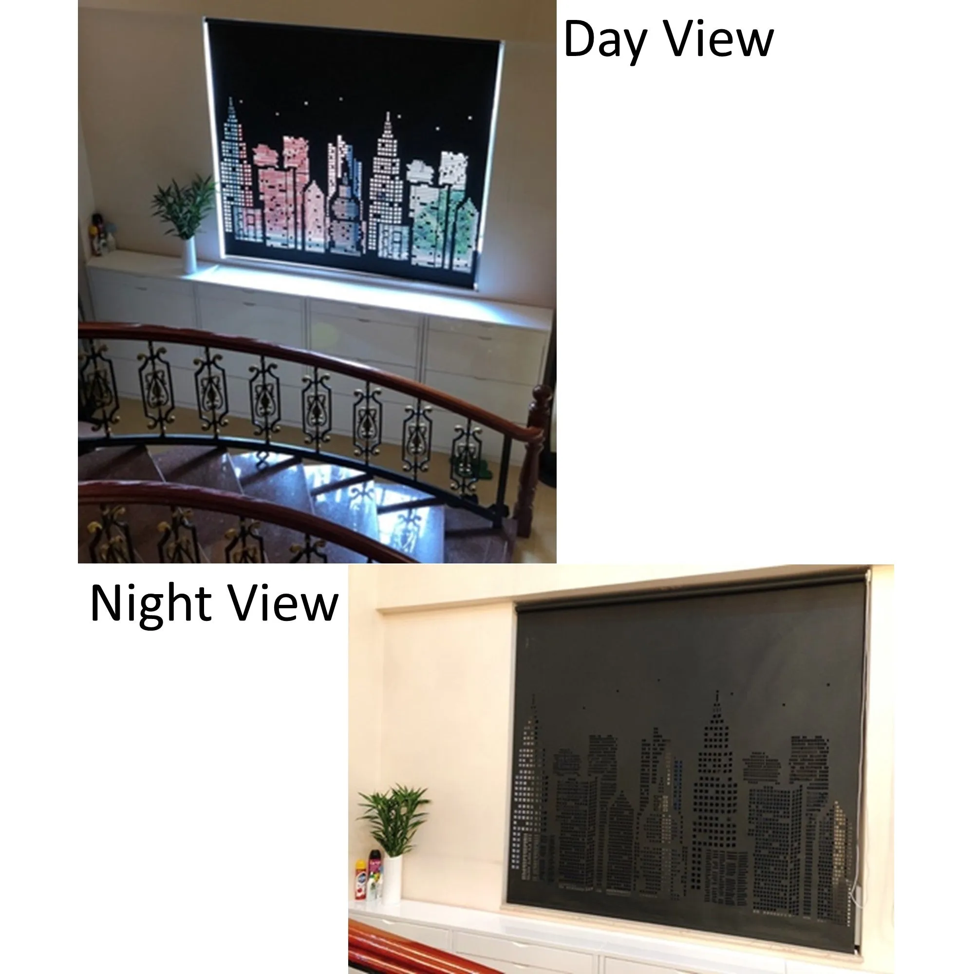 London Eye Iconic Street Blackout Die Cut Cutout Sparkle Window Roller Blinds Shades Curtains