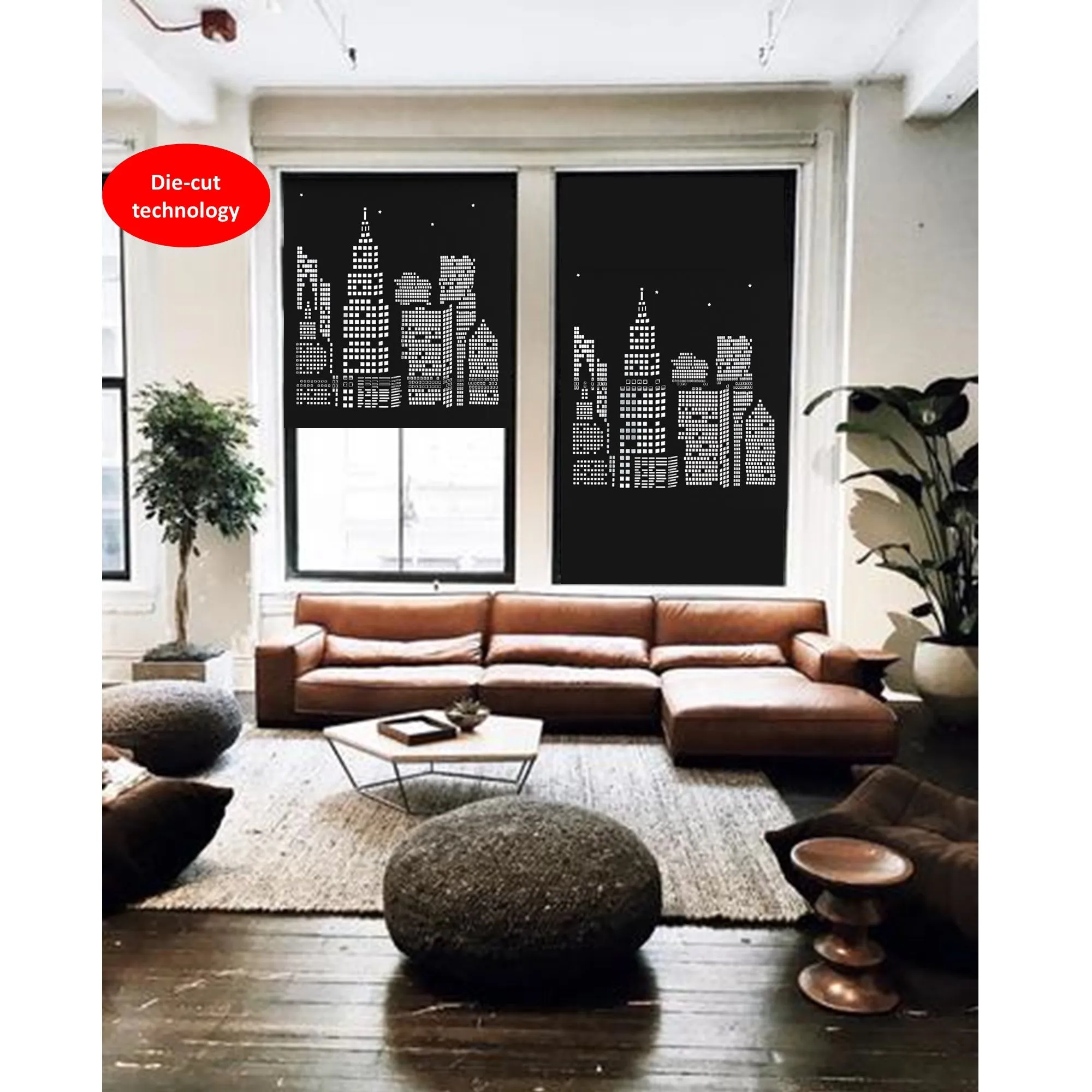 London Eye Iconic Street Blackout Die Cut Cutout Sparkle Window Roller Blinds Shades Curtains