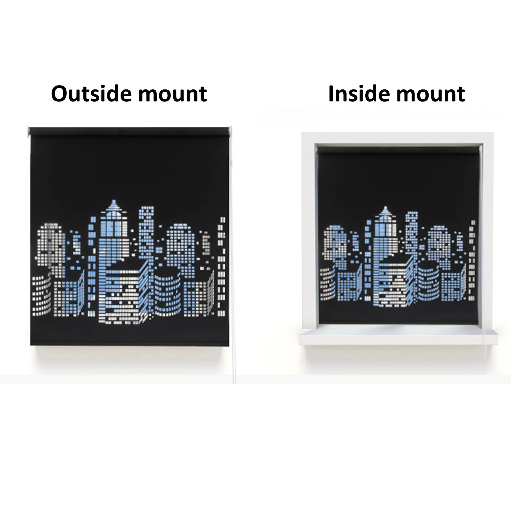 London Eye Iconic Street Blackout Die Cut Cutout Sparkle Window Roller Blinds Shades Curtains