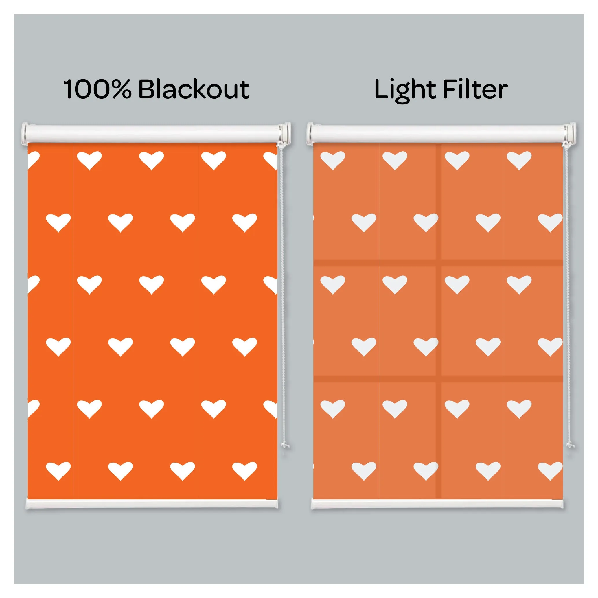 Love Heart Shape in Orange Window Roller Shade