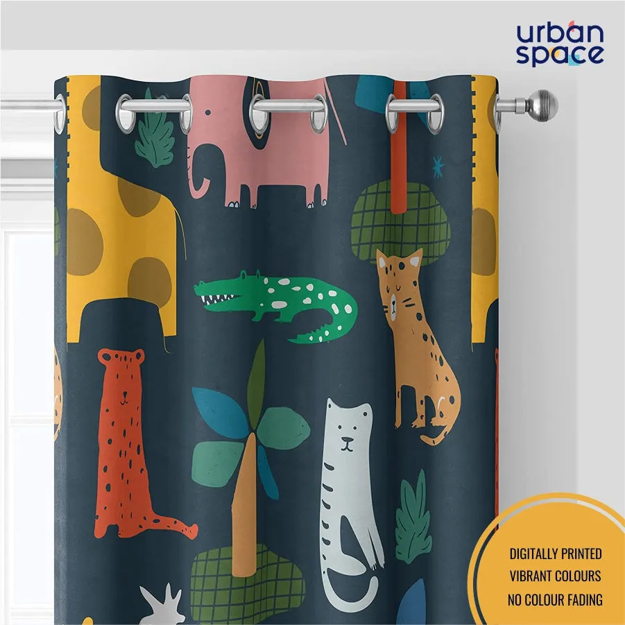 Luxurious Room Darkening Curtains, Semi Blackout kids room Curtain - Jungle Safari, Pack of 1 Curtain