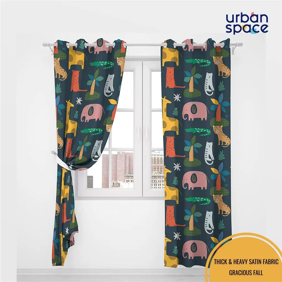 Luxurious Room Darkening Curtains, Semi Blackout kids room Curtain - Jungle Safari, Pack of 1 Curtain