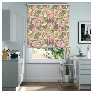 Mid Century Botanical Flower Garden Print Window Roller Shade