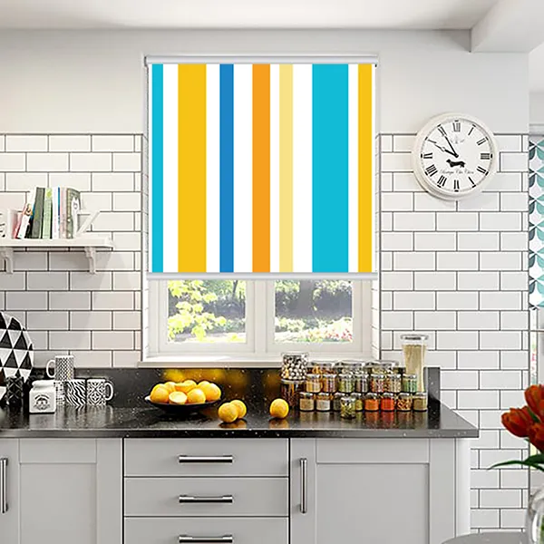 Mid Century Colorful Striped Window Roller Shade