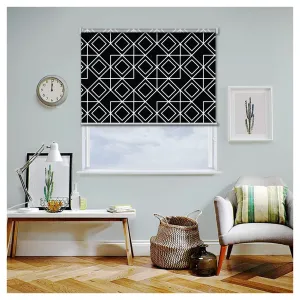 Mid Century Modern Black and White Print Window Roller Shade