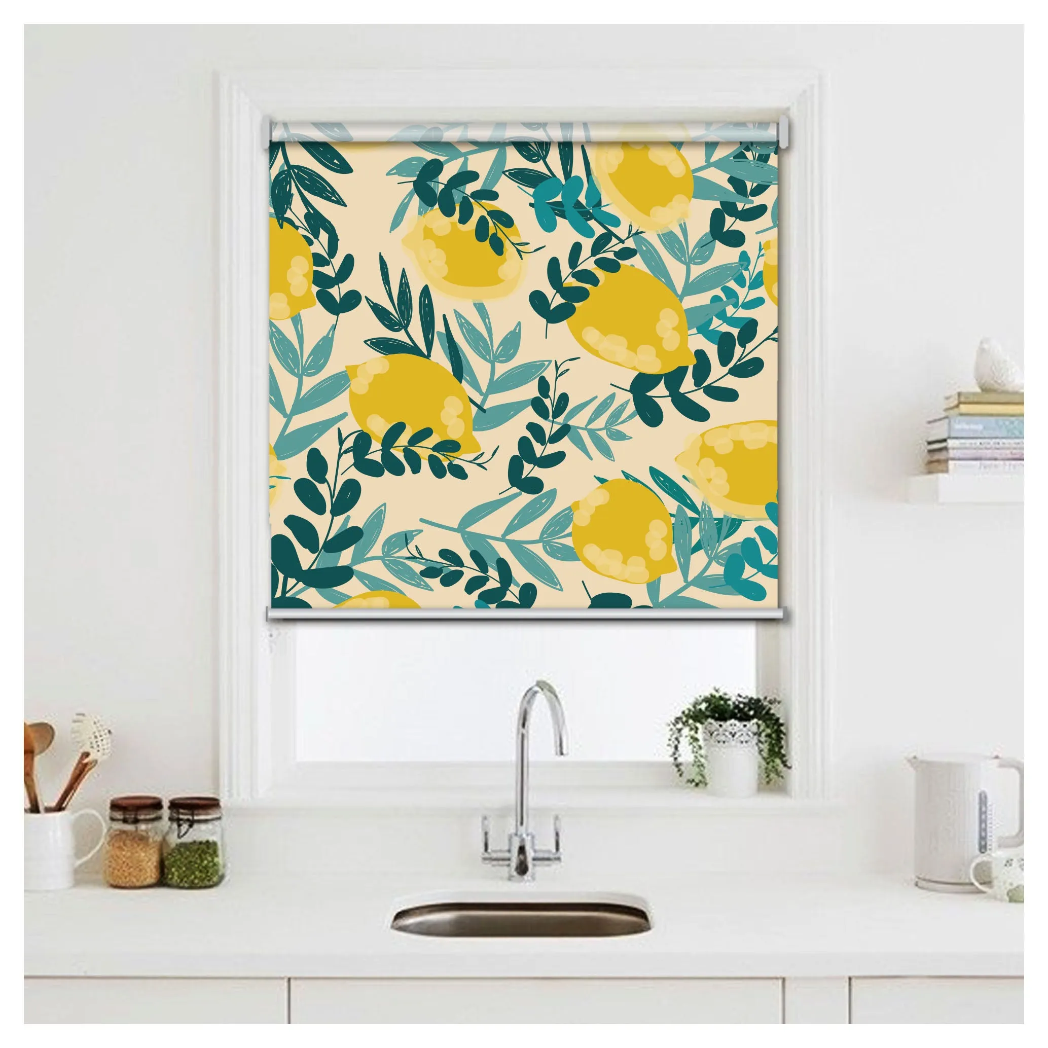 Mid CenturyLemon Tree Plant Print Window Roller Shade