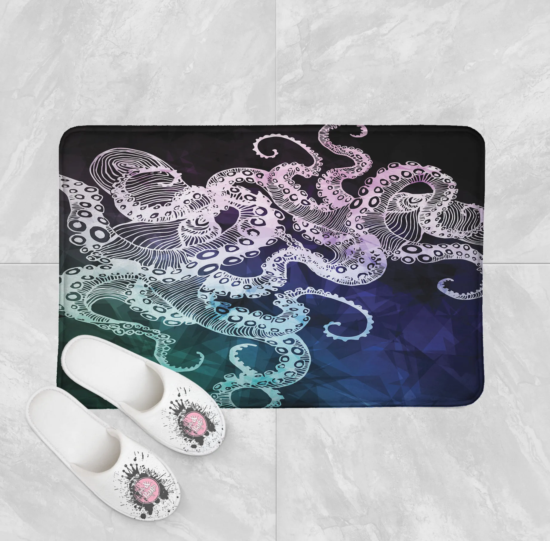 Midnight Octopus Shower Curtains and Optional Bath Mats