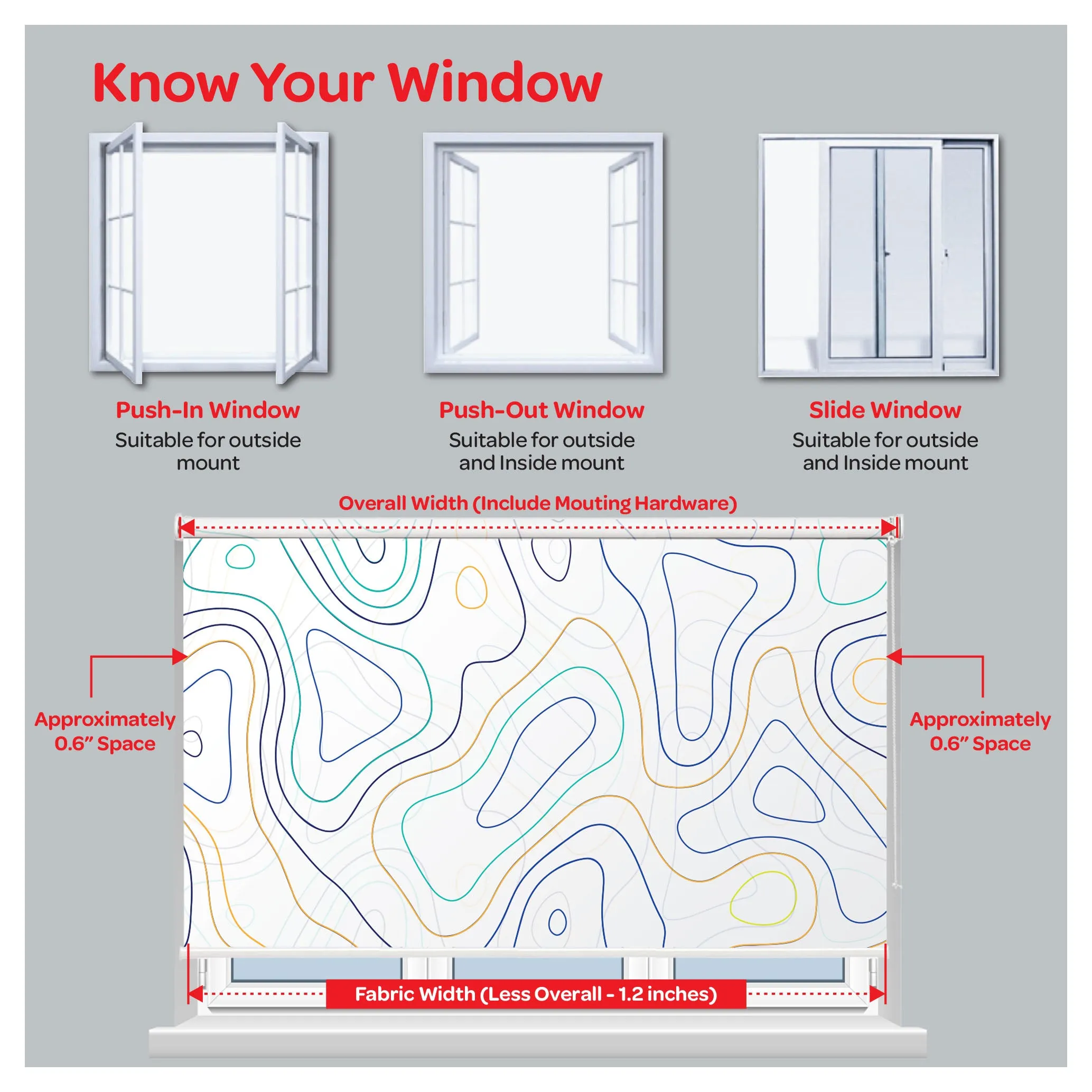 Minimalist Organic Curvy Lines Window Roller Shade