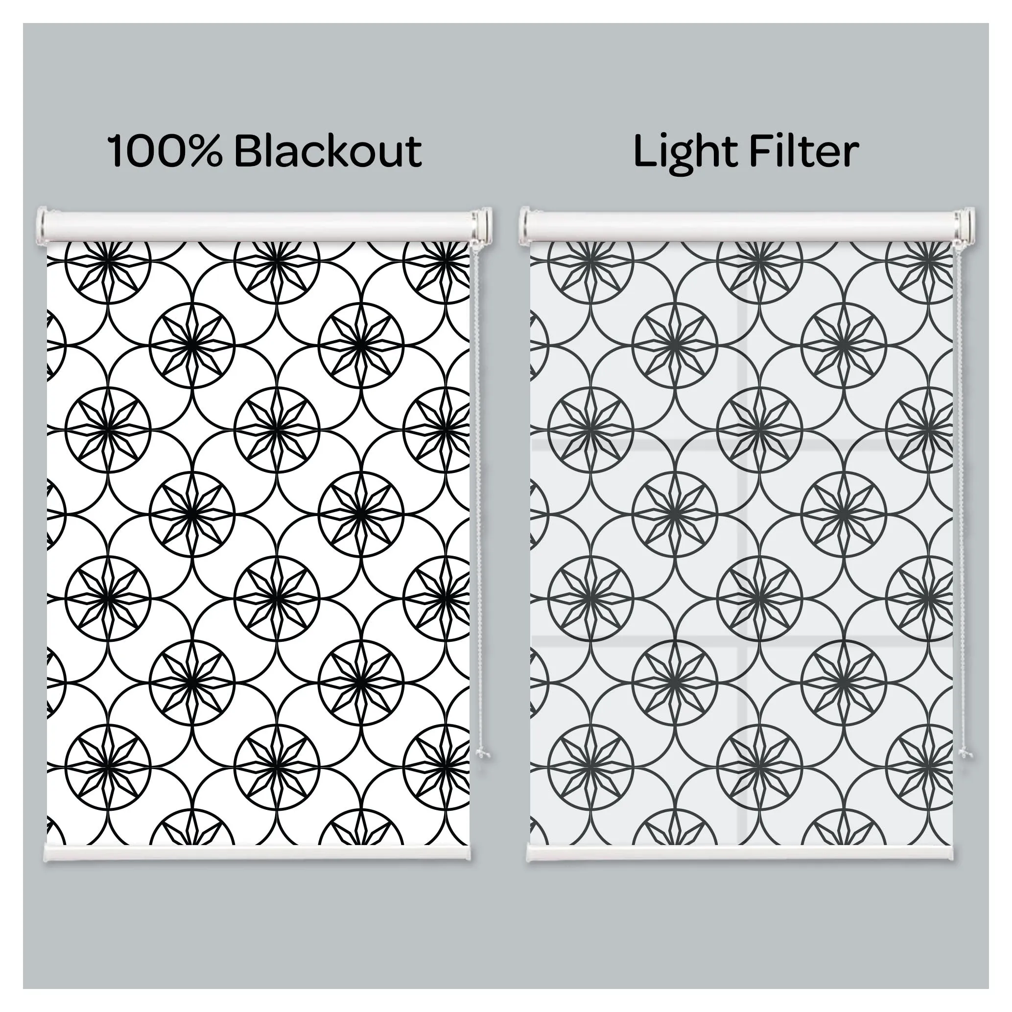 Mosaic Style Black and White Print Window Roller Shade