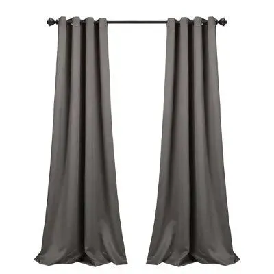 New - Set of 2 (95"x52") Insulated Grommet Top Blackout Curtain Panel Dark Gray - Lush Décor