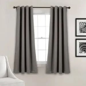 New - Set of 2 (95"x52") Insulated Grommet Top Blackout Curtain Panel Dark Gray - Lush Décor