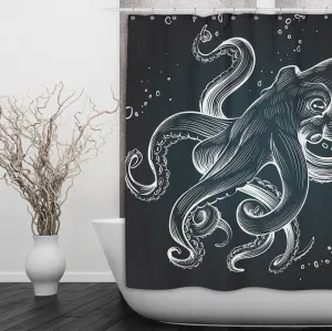 Octo Bubbles Octopus Shower Curtains and Optional Bath Mats